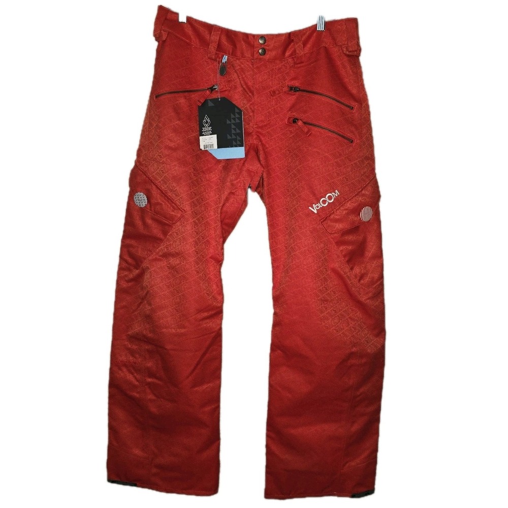 NWT Volcom Nimbus Snowboard Pants Women's L Red‎ Monogram Insulated 10k/10k Vtg
